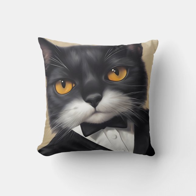 Smart Cat Throw Pillow (Front)
