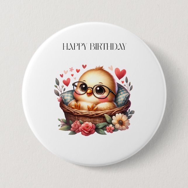 Smart Chick Birthday 3 Inch Round Button (Front)