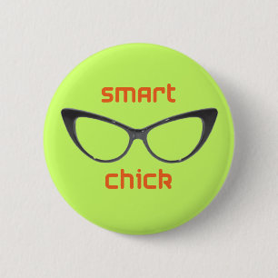 Smart Chick Geek Eyeglasses 2 Inch Round Button