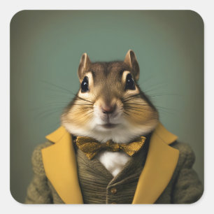 Smart Chipmunk Square Sticker