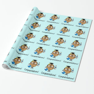 Smart Chocolate Chip Cookie Graduate with Diploma Wrapping Paper