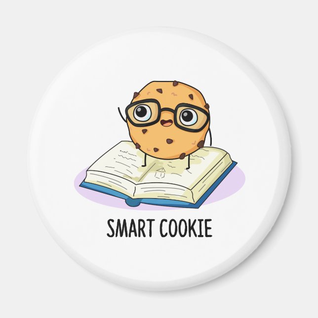 Smart Cookie Cute Chocolate Chip Cookie Pun Magnet (Front)