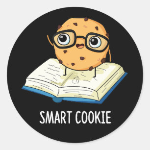 Smart Cookie Funny Snack Pun Dark BG Classic Round Sticker