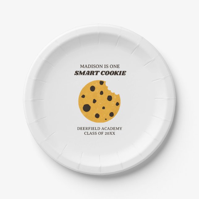 Smart Cookie Graduation Custom Name Paper Plate (Front)