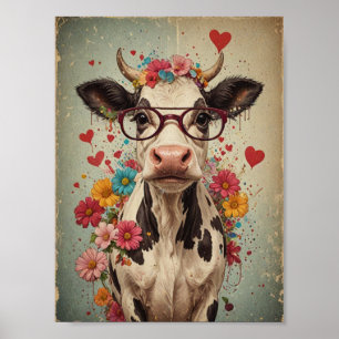 Smart cow vintage poster
