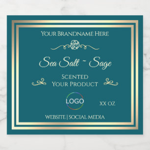 Smart Dark Teal Product Label Gold Frame with Logo