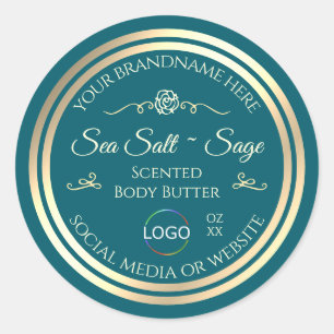 Smart Dark Teal Product Label Gold Frame with Logo