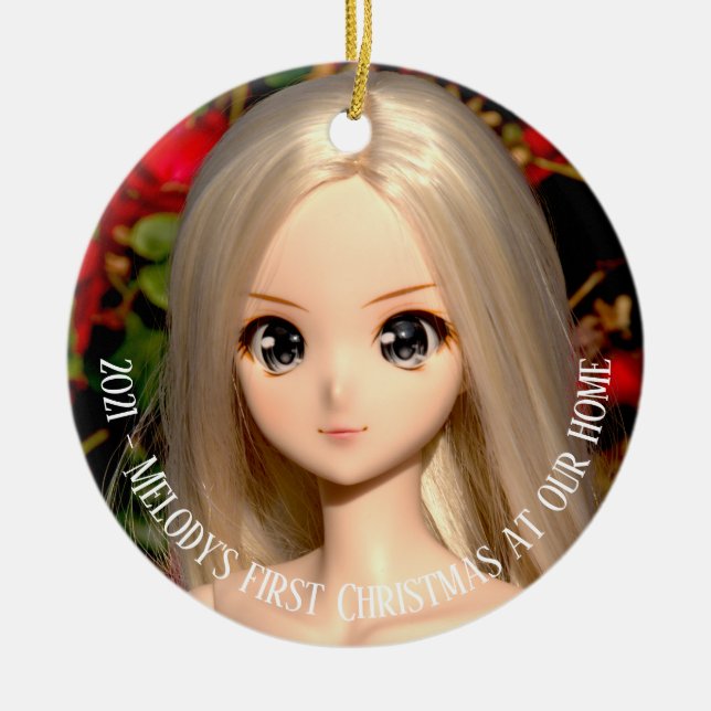 Smart Doll Melody first Chritmas photo Ceramic Orn Ornament (Front)