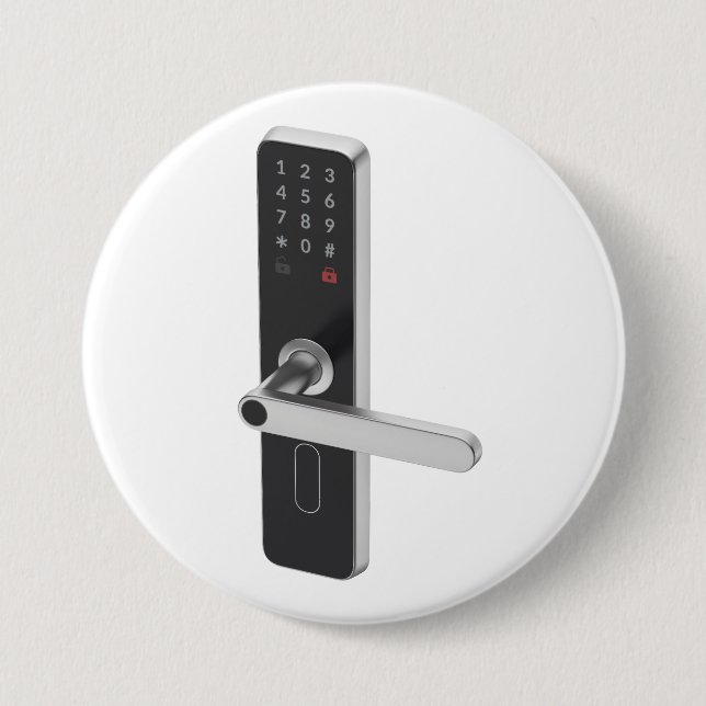Smart door lock with integrated keypad and fingerp 3 inch round button (Front)