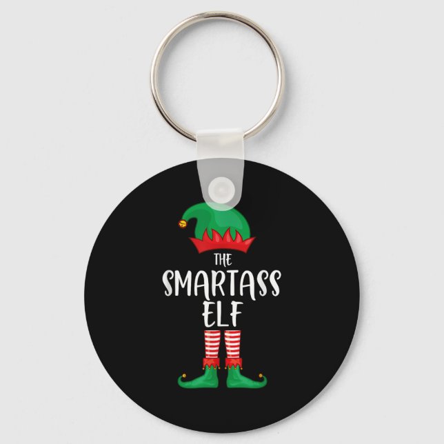 Smart Elf Christmas Party Matching Family Group Pa Keychain (Front)