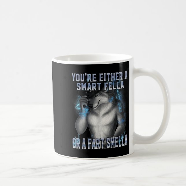 Smart Fella Alpha Wolf Meme Funny Werewolf Cursed  Coffee Mug (Right)