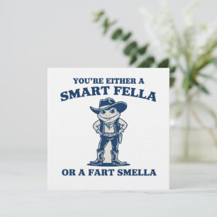 Smart Fella or Fart Smella Retro Frog Meme Funny Invitation