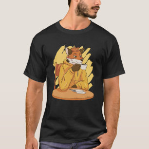 Smart Fox Drinks Coffee Graphic Men Women T-Shirt