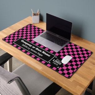 Smart Fuchsia Check: Professional Business Branded Desk Mat
