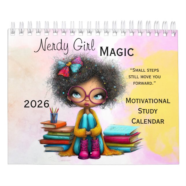 Smart Girl Motivational Study Wall Calendar 2026 (Cover)