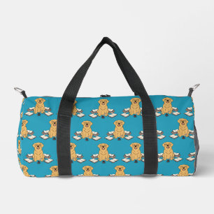 Smart Golden Retriever Writer Book Lover Cartoon Duffle Bag