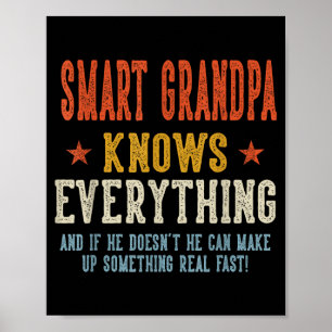 Smart grandpa knows everything father's day retro poster
