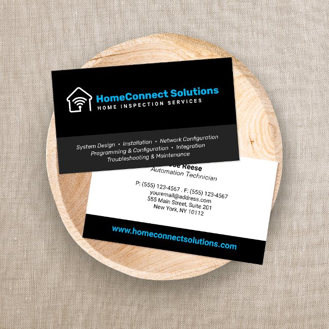 Smart Home Technician Black  Business Card (Creator Uploaded)