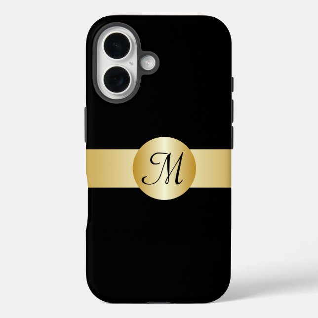 Smart Minimalist Gold Circle Monogrammed Case-Mate iPhone Case (Back)