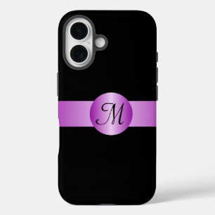 Smart Minimalist Purple Circle Monogrammed iPhone 16 Case