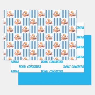 Smart Octopus Congratulations Wrapping Paper Sheet
