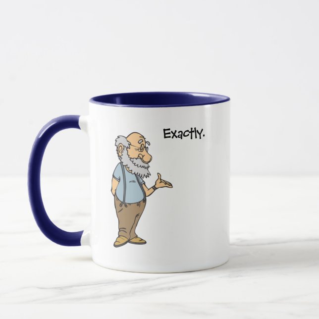 Smart Old Man Cartoon, Funny Elderly Wisdom Mug (Left)
