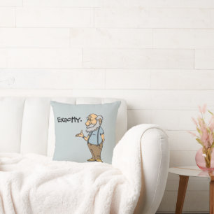 Smart Old Man Cartoon, Funny Elderly Wisdom Throw Pillow