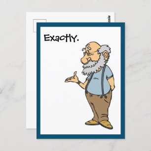 Smart Old Man Exactly Funny Elder Cartoon Postcard