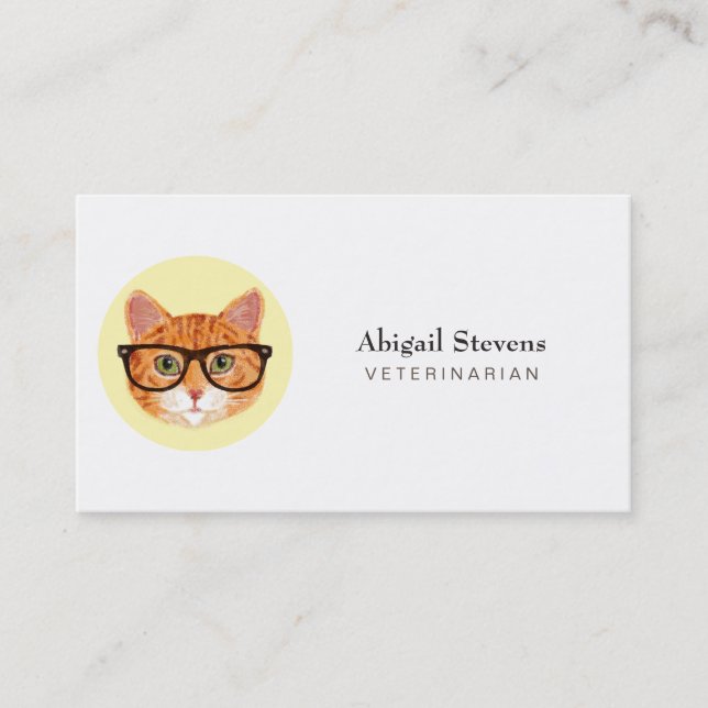 Smart Orange Cat Wearing Glasses Business Card (Front)