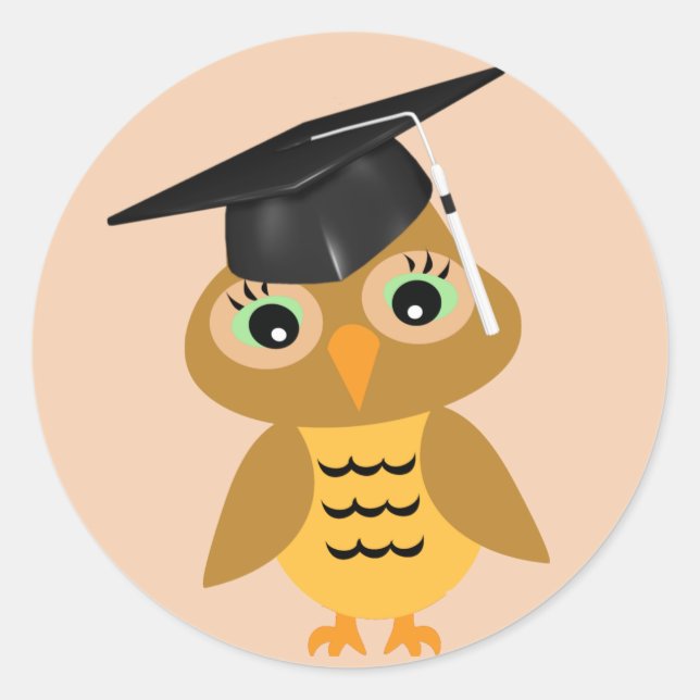 Smart Owl Graduate Classic Round Sticker (Front)