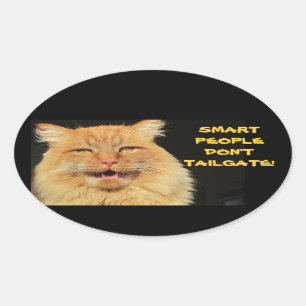 Smart People Don't Tailgate Talking Cat Oval Sticker