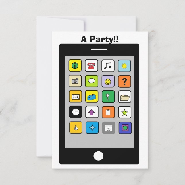 "Smart Phone" Party Invitations (Front)