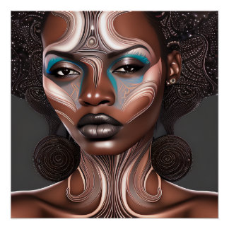 Smart Queen Auburn Brown Hair Black Melanin Afro Poster