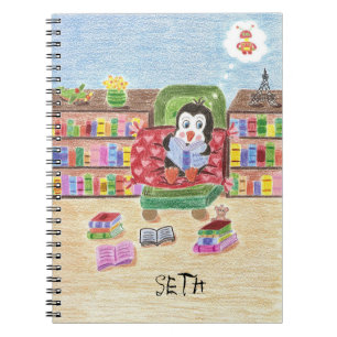 Smart reading penguin personalized kid notebook