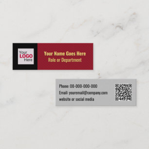 Smart Red Stripe Your Logo & QR Code Professional Mini Business Card