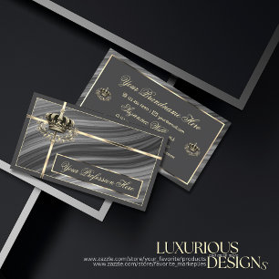 Smart Royal Grey Gold Crown Sumptuous and Luxury Business Card