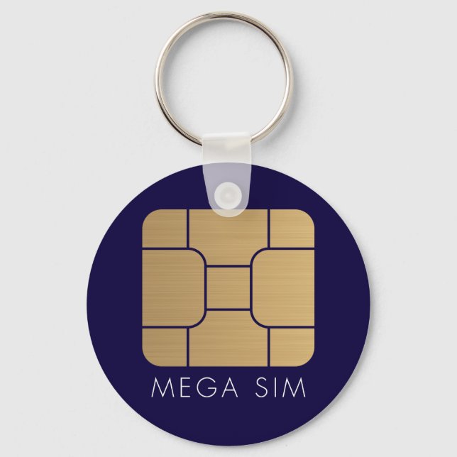 Smart SIM Card mega format in faux gold Keychain (Front)