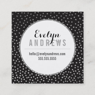 SMART SIMPLE SPOT mini polka dot silver black Square Business Card