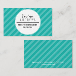 SMART SIMPLE SPOT stripe pattern trendy jade green Business Card