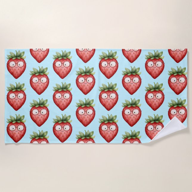 Smart Strawberry  Beach Towel (Front)