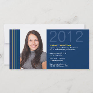 Smart stripes blue graduation photo announcement
