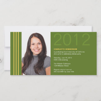 Smart stripes green graduation photo announcement