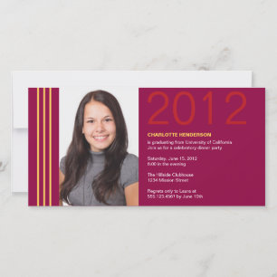 Smart stripes red graduation photo announcement