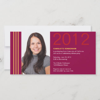 Smart stripes red graduation photo announcement