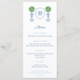 Smart Topiary Baby Boy Baptism Party Reception Menu