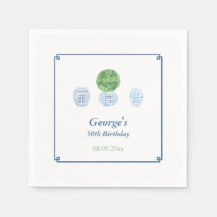 Smart Topiary Blue And Green Adult Birthday Party Napkin