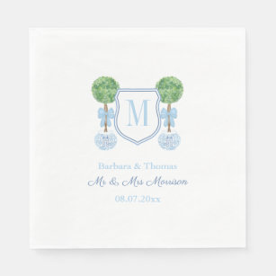 Smart Topiary Couples Wedding Crest Monogram Napkin