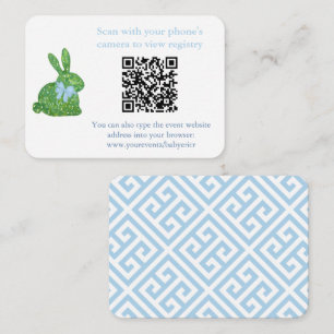 Smart Topiary Rabbit QR Code Baby Shower Registry Enclosure Card
