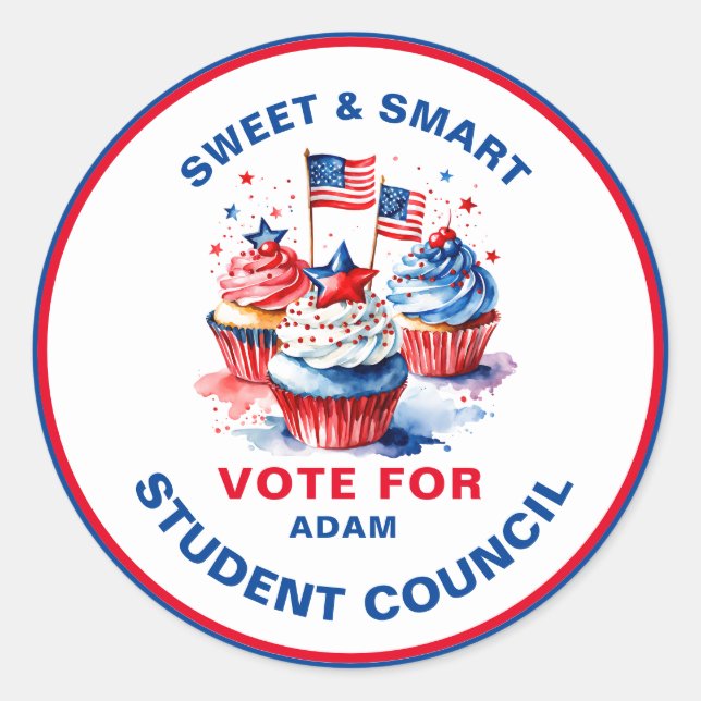 Smart Vote for Class President: cupcake Classic Round Sticker (Front)