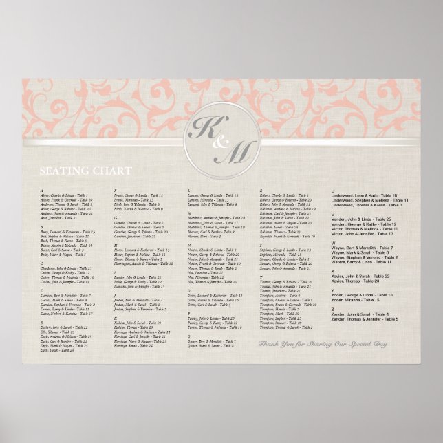 SmartElegance Coral Seating Chart (Front)
